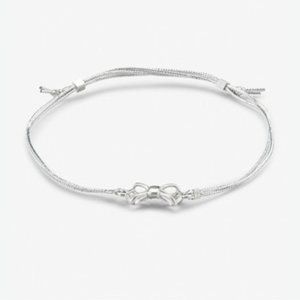 Ted Baker Silver Geometric Bow Metallic Cord Bracelet